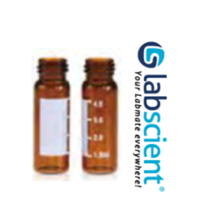 Viales para Cromatografia en Vidrio Ambar 4mL, con Rotulo, Tapa y Septa.
