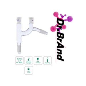 Adaptador Cabezal Tipo Claisen, En vidrio Borosilicato 3.3. Esmerilado Hembra 14/23 Macho 34/35 Condensador Macho 24/29.