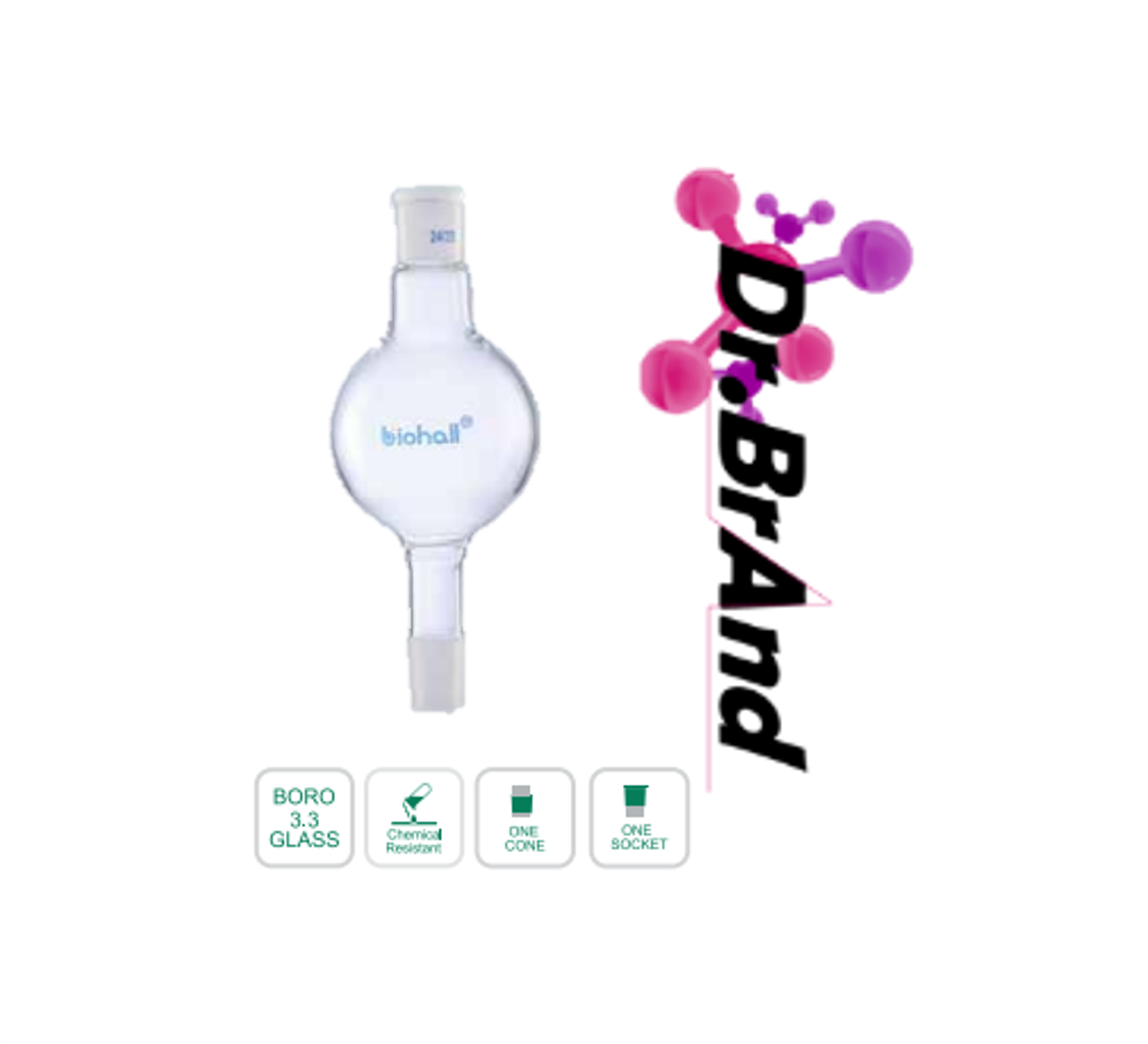 Adaptador Cromatografía Flash, En vidrio Borosilicato 3.3. Esmerilado Hembra 29/40 Cono 24/40.