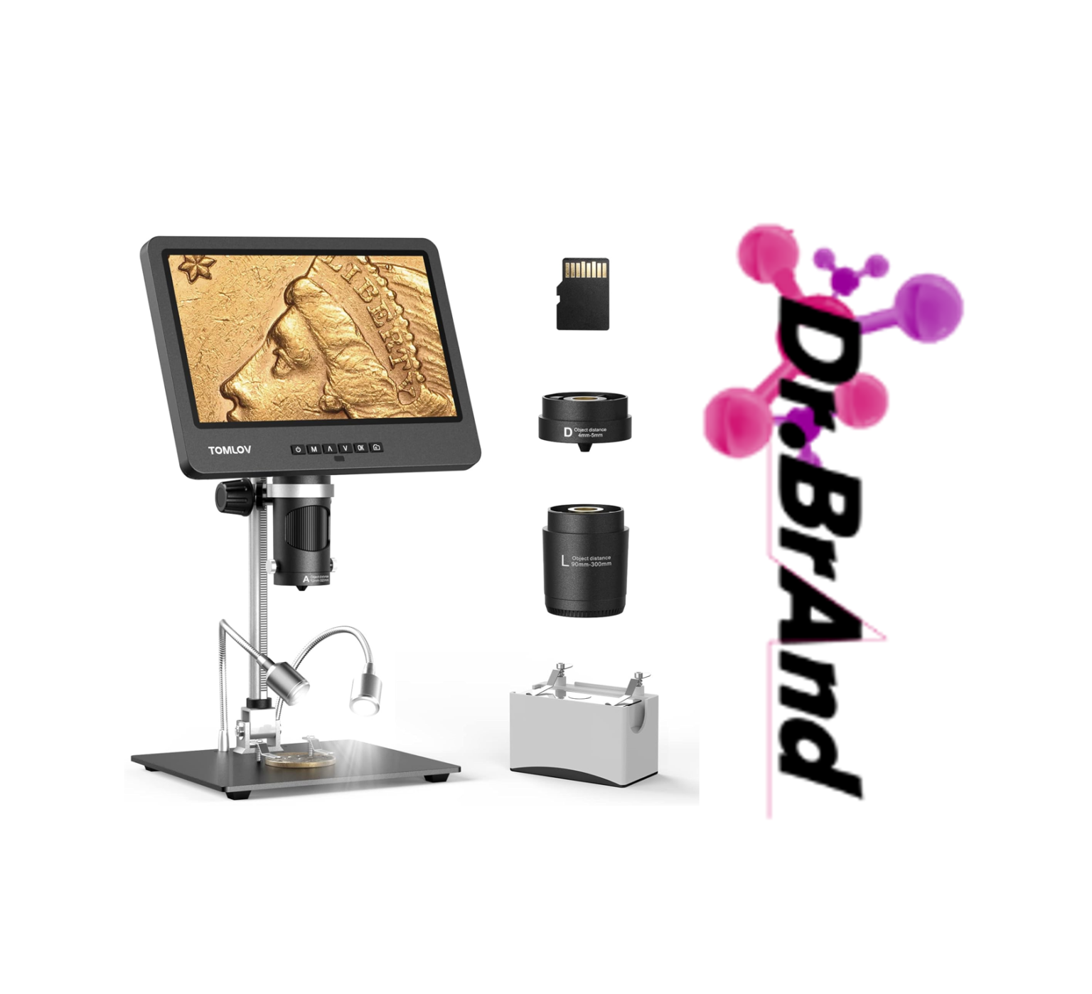 Microscopio digital , pantalla IPS de 4,3, aumento de 50X a 1000X, microscopio de monedas con foto/vídeo 1080P, microscopio electrónico con 8 luces LED y tarjeta de memoria de 32 GB