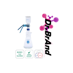 Sistema de Filtración por Membrana de 47 mm, Capacidad 500 ML, Especial Para Filtracion al Vacio, Incluye Erlenmeyer con Desprendimiento Lateral, Placa central Sinterizada con Tapon de Silicona, Pinza en Aluminio, Embudo de Filtracion de 300 ML