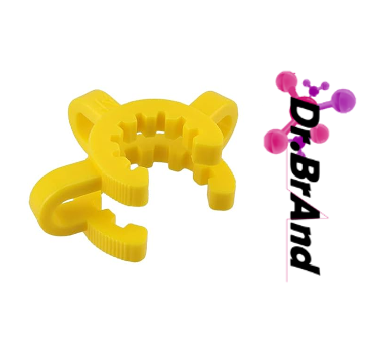Clip de Plastico para Juntas Esmeriladas 14/23 Color Amarillo, Keck Clamp #14, Fabricada en Plastico de Alta Resistencia Mecanica.