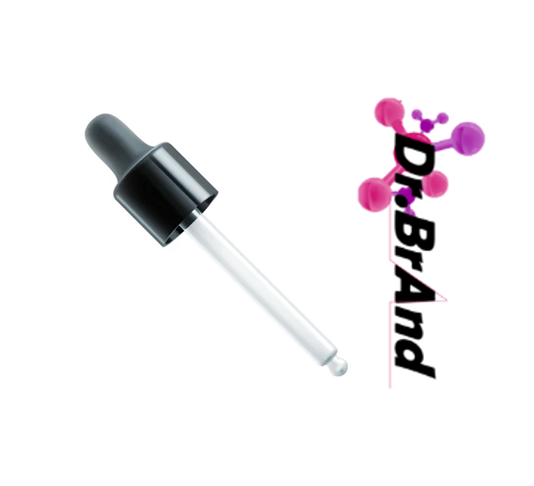 Gotero de Vidrio de 6cm con Chupa de Goma Negra