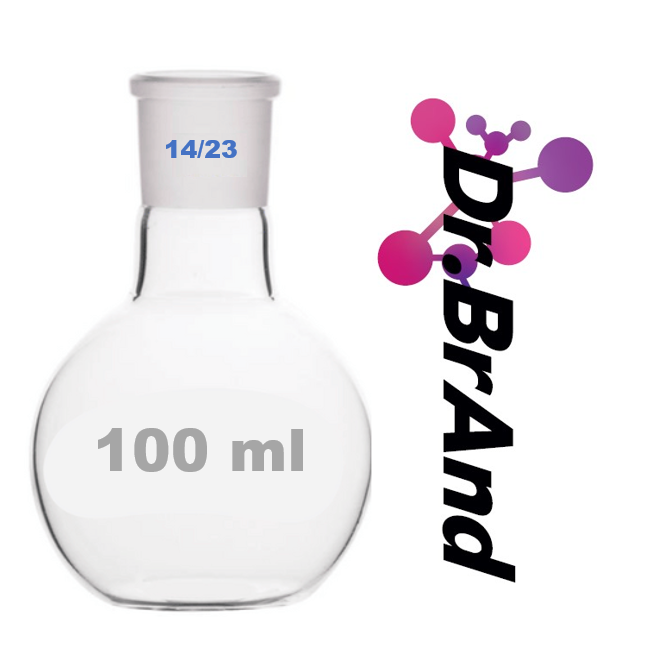 Balon Fondo Plano 100ml, Esmerilado 14/23, Especial para Montajes de Destilacion.