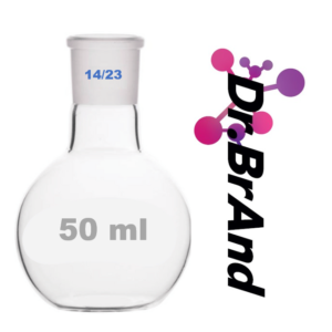Balon Fondo Plano 50ml, Esmerilado 14/23, Especial para Montajes de Destilacion.