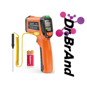 Pistola Termómetro Infrarrojo Profesional con Láser | -58°F a 1076°F | Emisividad Ajustable y Registro Máx/Mín | Ideal para Cocina, Motor, HVAC e Industria