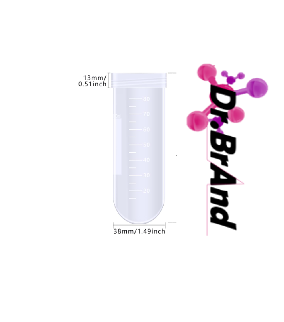 Tubo de Centrífuga Cónico de Alta Calidad 100 mL con Fondo Redondo, Tapa y Graduación – Recipiente de Plástico para Laboratorio
