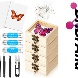 Kit De Herramientas Para Especímenes De Insectos De 32 Piezas Que Incluye: 4 Cajas De Exhibición De 3.54 X 3.54 X 1.77 Pulgadas, 3 Tableros De Espuma Para Alfileres, 3 Tubos De Alfileres, 6 Pinzas, Kit De Alfileres De Insectos Mariposa, Suministros Para Colecciones De Entomología.