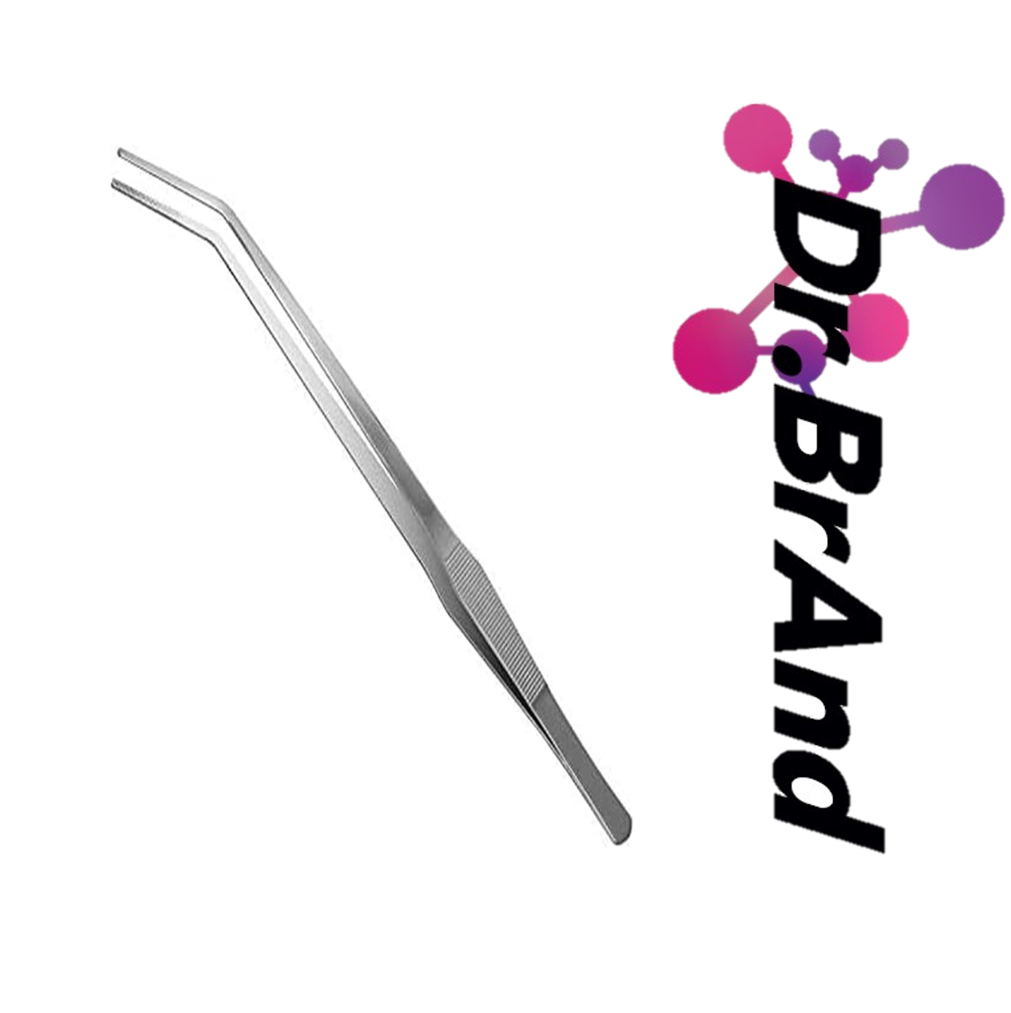Pinza de Acero Inoxidable 381 mm con Punta Curva Dentada y Mango Antideslizante.