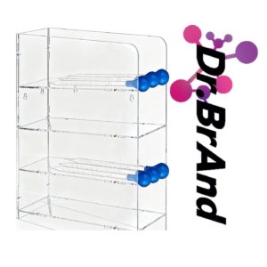 Soporte Acrílico Transparente para Pipetas de Laboratorio – Montaje en Pared, 4 Compartimentos
