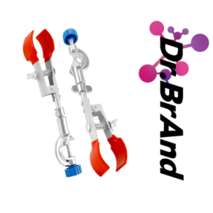 Abrazadera Universal de Laboratorio con Puntas de Corcho para Buretas, Matraces y Vasos de Precipitados.
