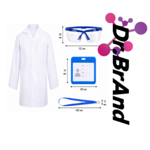 Kit de Científico Infantil con Bata de Laboratorio, Gafas de Seguridad y Carnet – Talla Pequeña